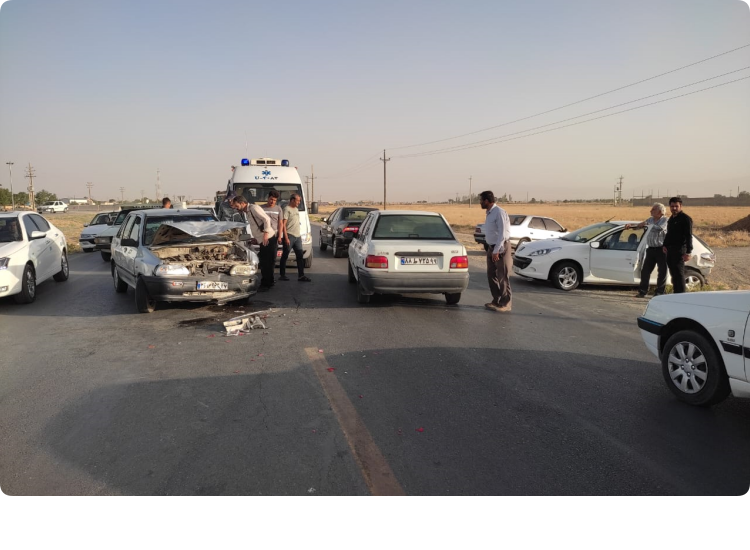 شش مصدوم بر اثر تصادف خودرو پراید و پژو ۲۰۷