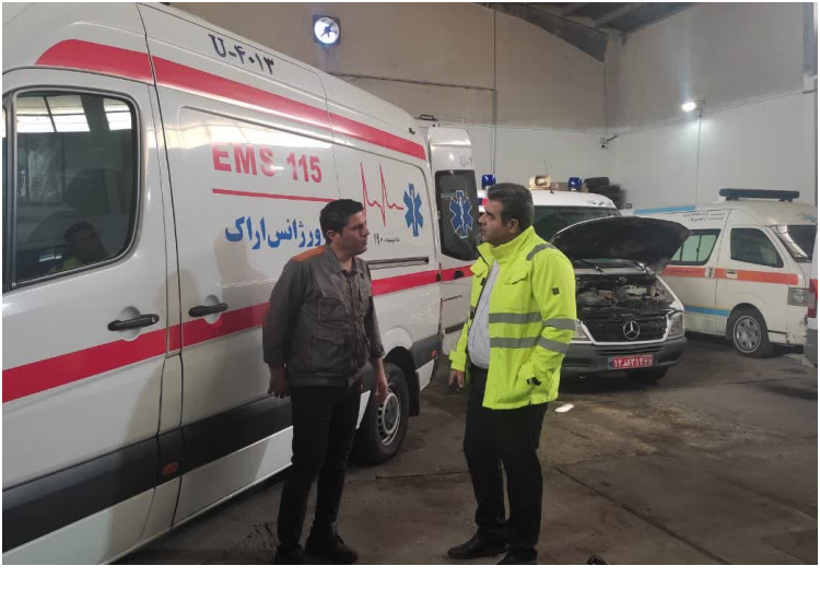 بازدید رئیس فوریت های پزشکی استان مرکزی از تعمیرگاه متمرکز اورژانس
