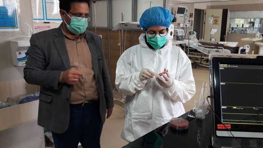 نمونه برداری کشت محیطی و نظارت کارشناسان کنترل عفونت و بهداشت محیط بیمارستان امیرکبیر