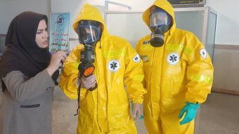 برگزاری رزمایش پدافند غیرعامل با موضوع مقابله با تهدیدات زیستی و شیمیایی در فرودگاه شهدای اراک