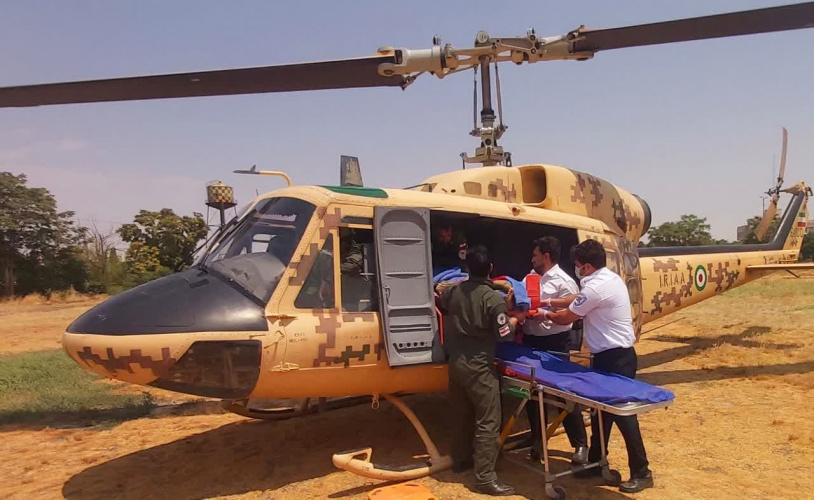 انتقال هوایی  مصدوم خانم ۴۲ ساله سانحه ترافیکی از بیمارستان امام سجاد (ع) آشتیان