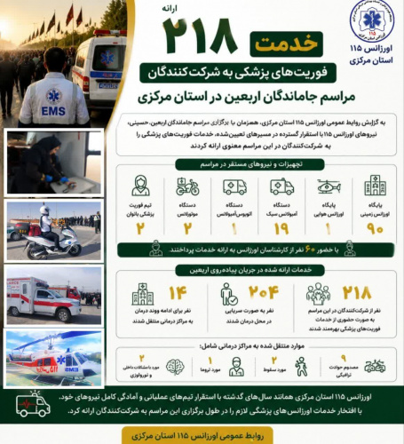اورژانس ۱۱۵ استان مرکزی در کنار جاماندگان اربعین حسینی + فیلم