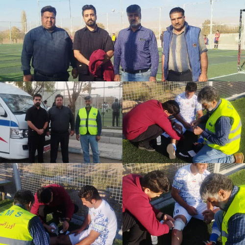 استقرار آمبولانس و نیروهای امدادی شبکه بهداشت و درمان خنداب در مسابقات فوتبال جام مهر آفتاب