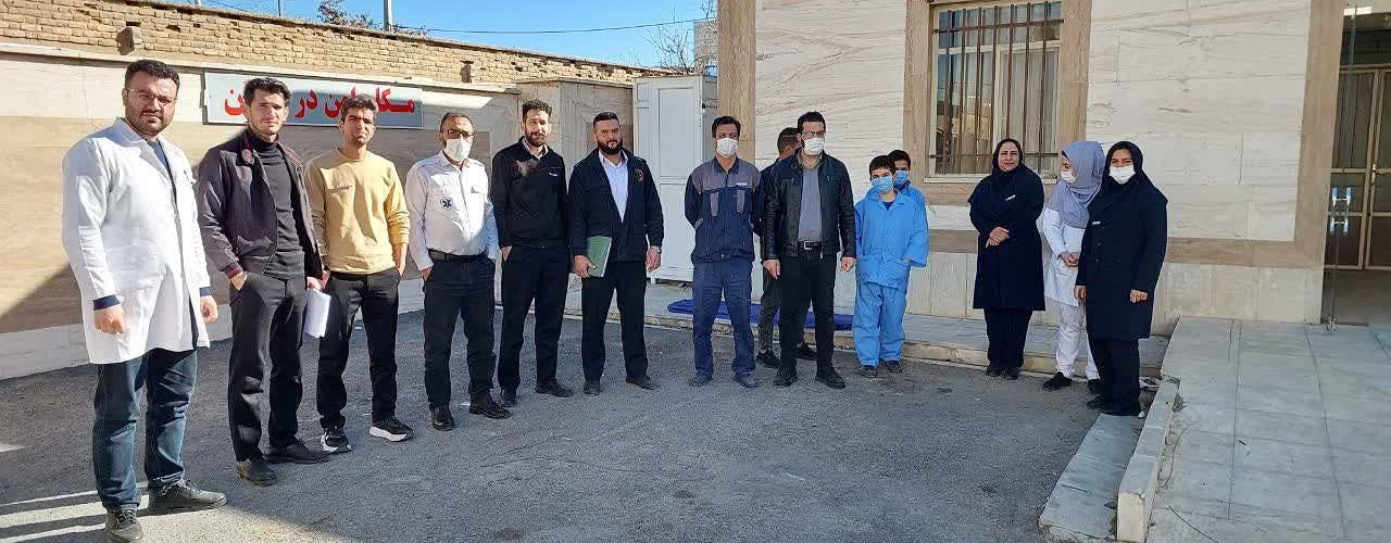 برگزاری مانور آتش‌سوزی و تخلیه اضطراری در بیمارستان مهر شهرستان خنداب