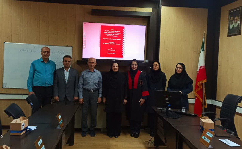 جلسه دفاع از پایان نامه خانم مهتاب خاکی دانشجوی کارشناسی ارشد پرستاری مراقبت های ویژه