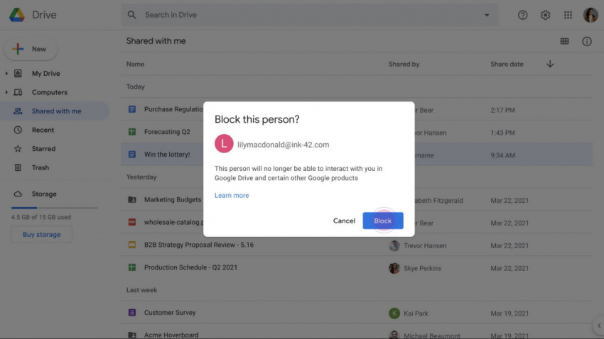 Google Drive Adds Ability to Block Other Users