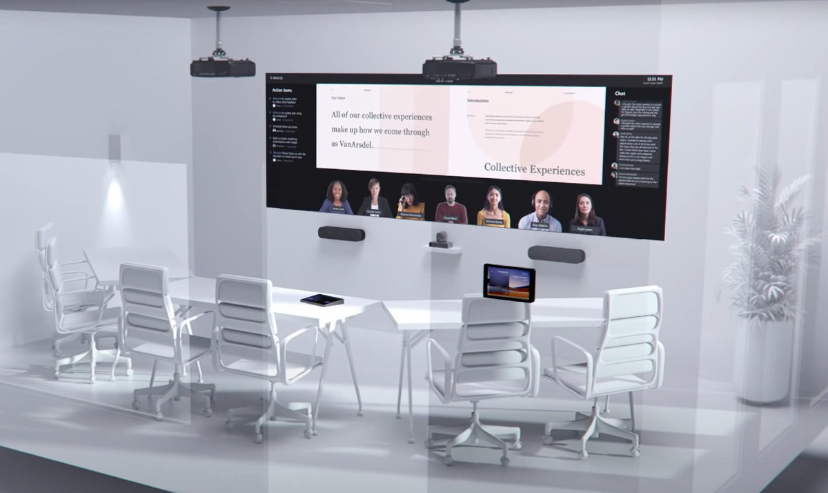 Microsoft sees a future office with lifesize screens, rotating cameras