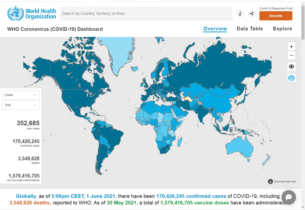 WHO Coronavirus (COVID-19)Dashboard