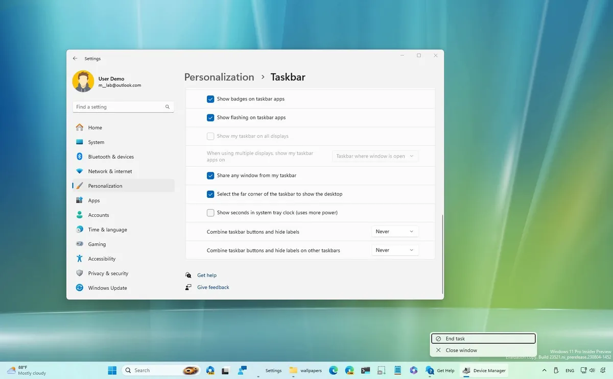 What's new with Taskbar and Start Menu in the Windows 11 October 2023 Update